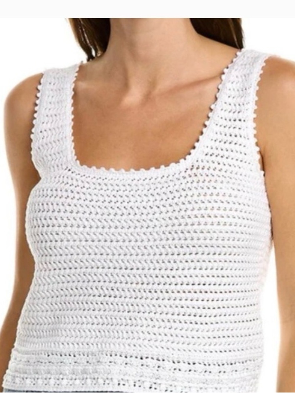 Vince White Crocheted Knit Tank